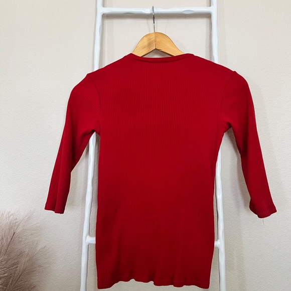 Zara Trafaluc Red Ribbed Top Size L - Picture 3 of 3